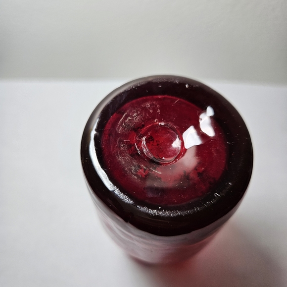 VTG Red Crackle Glass Vase Pitcher Blown Glass, Applied Handle 5" - Picture 4 of 8